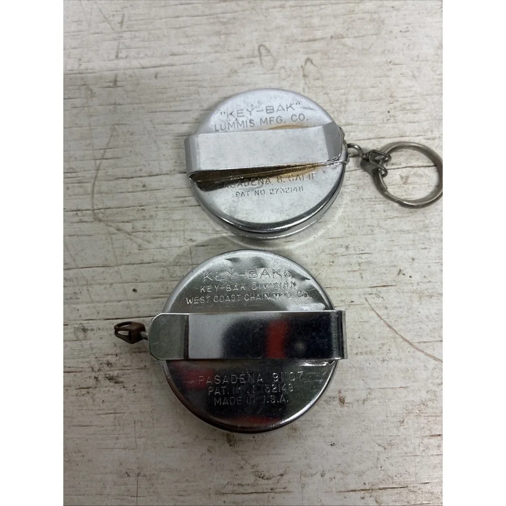Lot Of 2 Vintage Key-Bak Retractable Key Chain Reel West Coast Chain Mfg Working